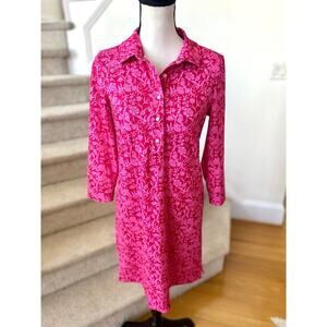 Vineyard Vines Hot Pink Floral Block Print Performance Polo Shirt Dress